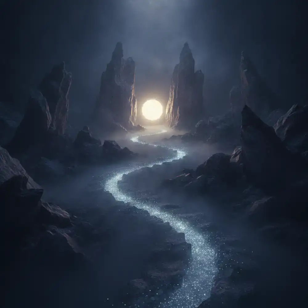 Mapa conceptual que muestra un camino iluminado hacia una salida de laberinto